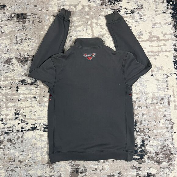 Victory Motorcycle Sweatshirt Mens S Gray Riding Zip Up Mock Neck Jacket - Picture 8 of 13